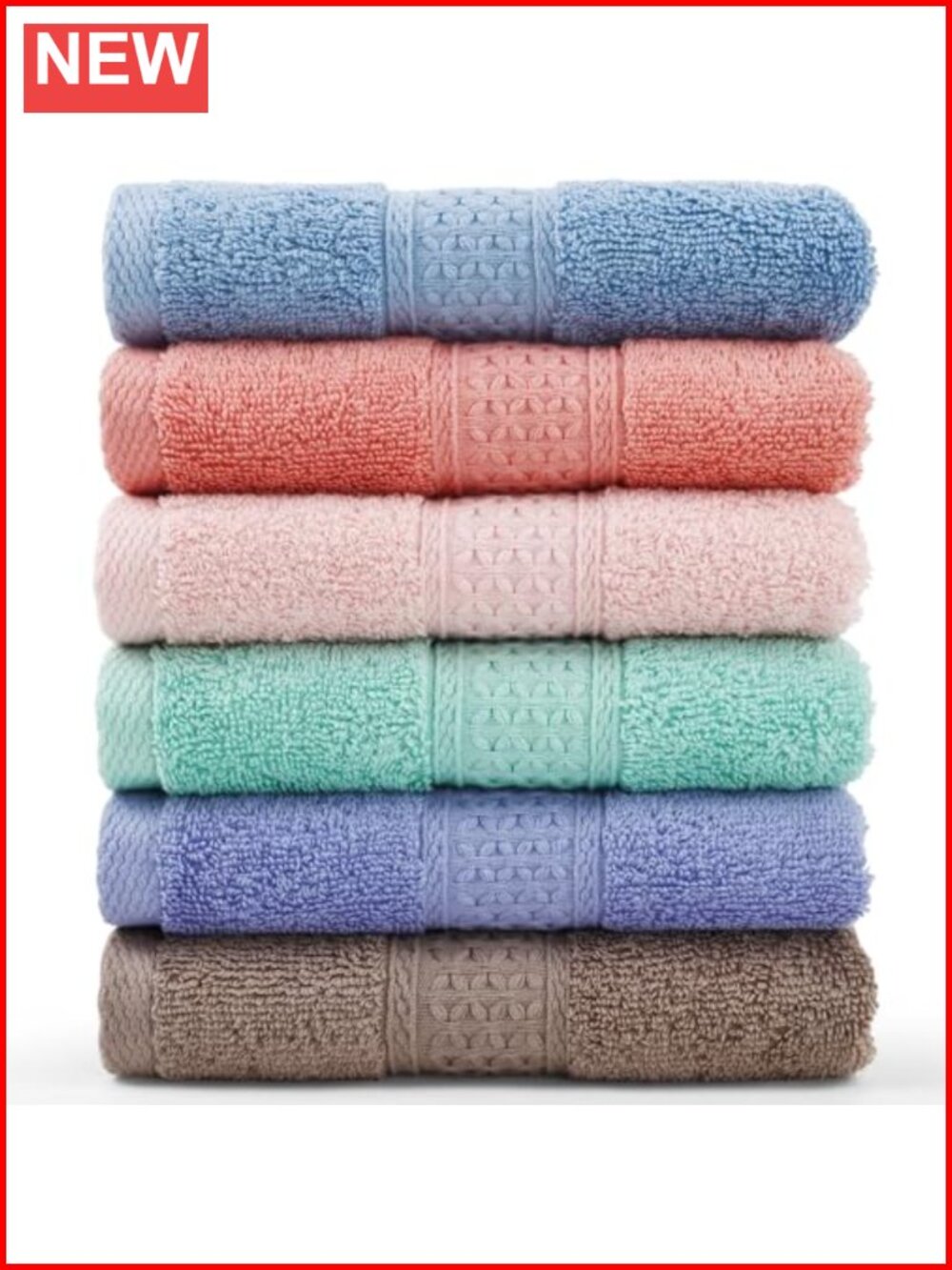 100% Cotton Washcloths Set 6 Pack 13x13 Inch Absorbent Bath Cloths